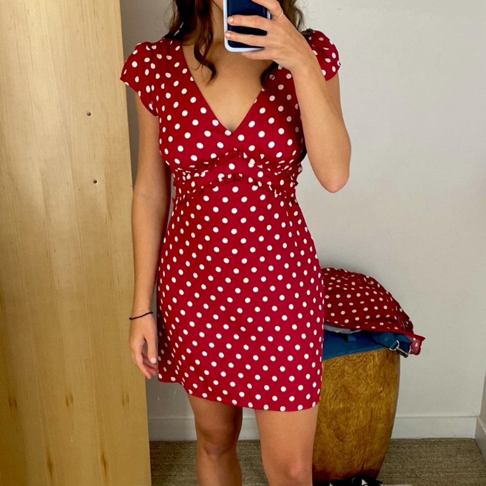 Reformation Red Polka Dot Mini Dress
